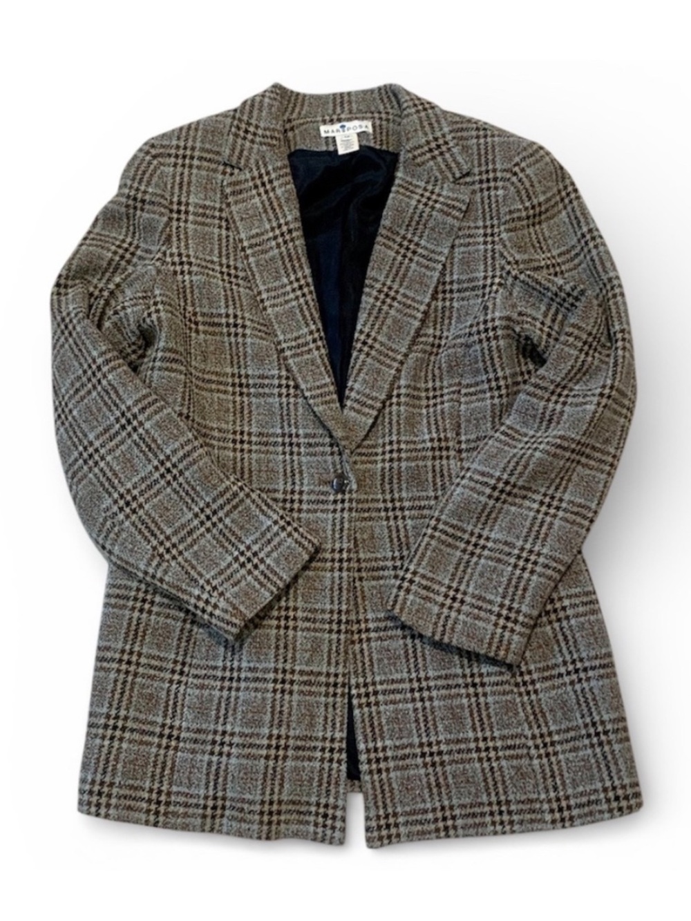 Mariposa Anthropologie Women’s Wool Blend Plaid Long Blazer Lined Jacket 12